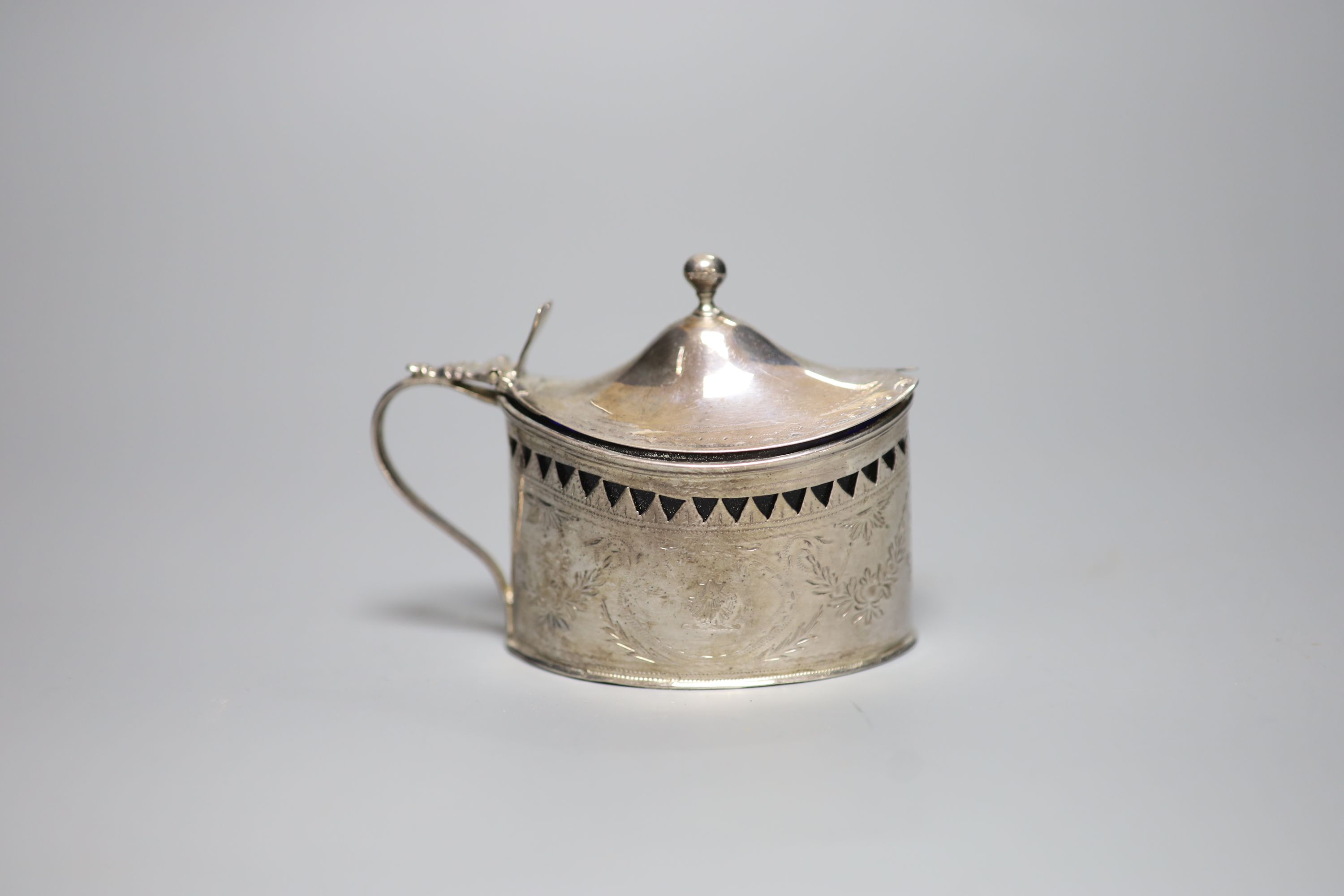 A George III pierced oval mustard, London, 1790, (a.f.).